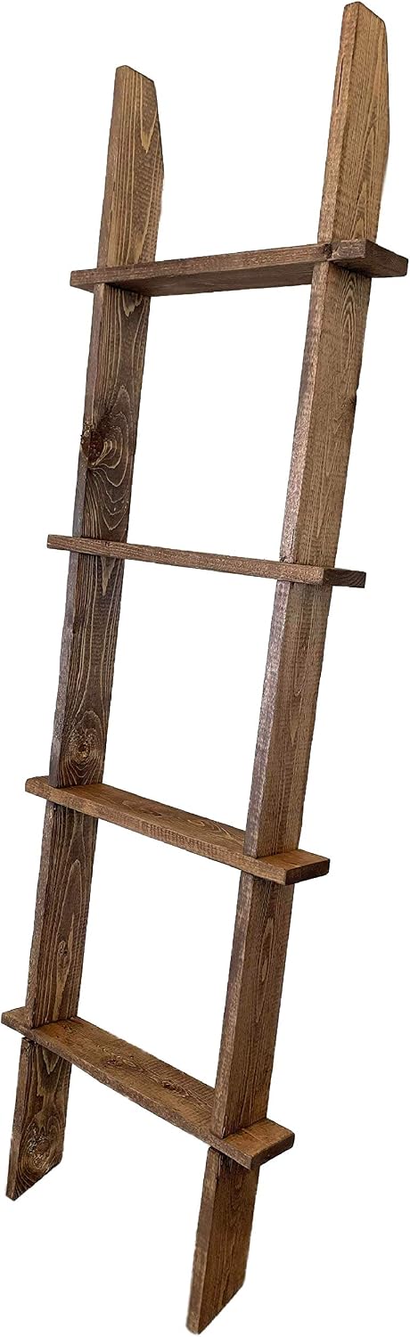 5ft Rustic Blanket Ladder | Stable Farmhouse Furniture | Made in USA | Towel Ladder for Bathroom | Chic