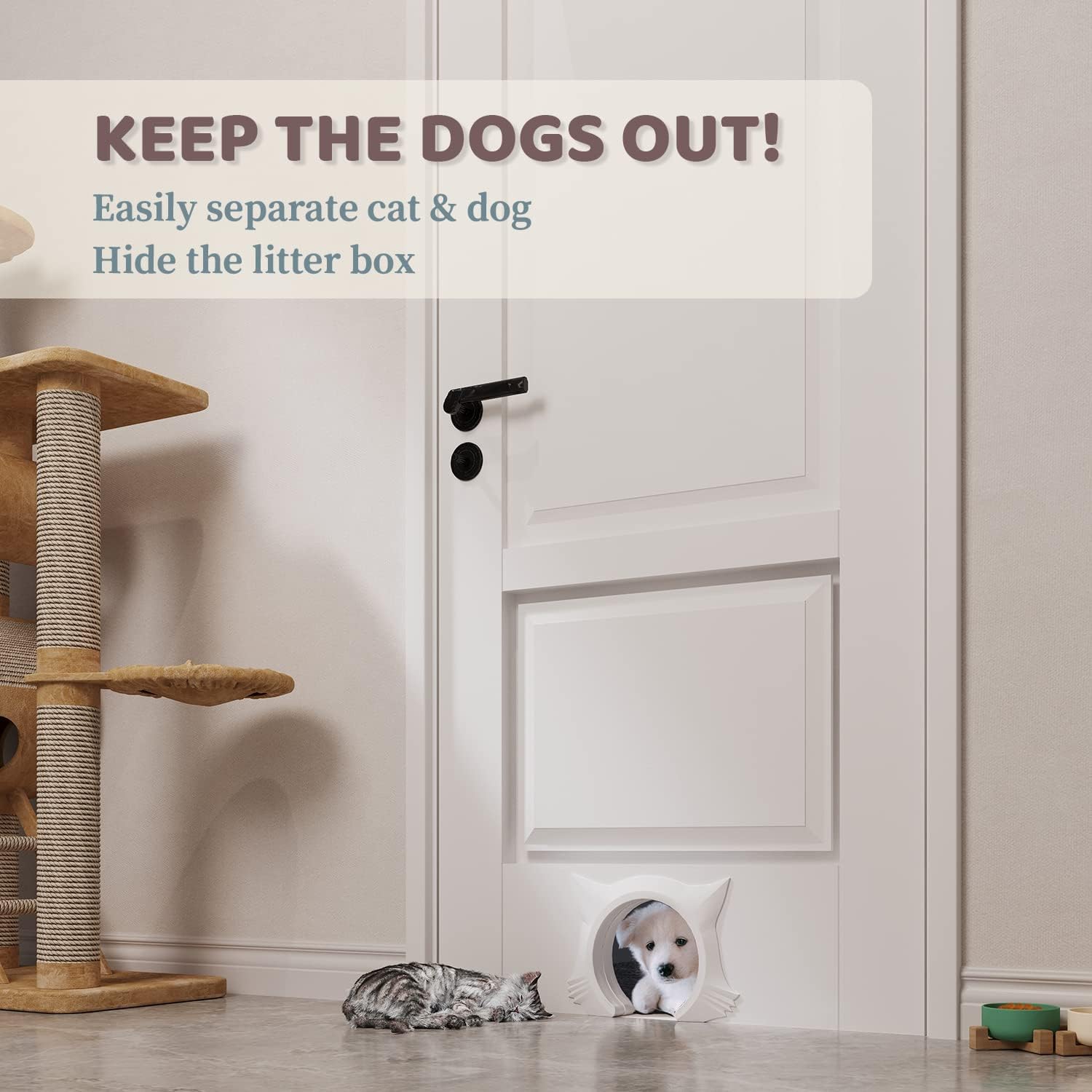 InTrans cat Door Interior Door,Indoor Cat Door,Cute Kitty Door,Inside cat Door,pet Door for cat Hole pet Door for Cats up to 21 lbs (Black) : Pet Supplies