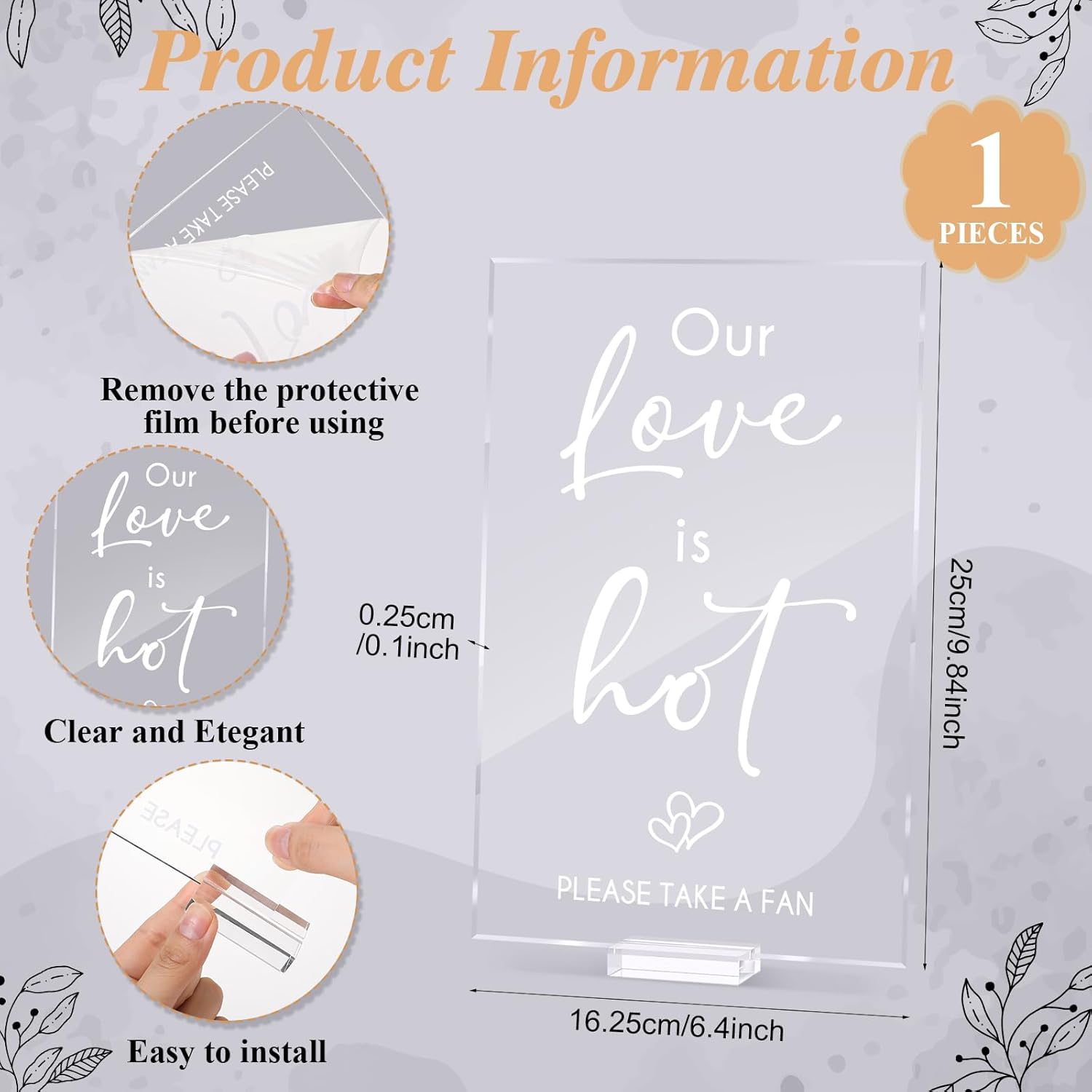 Fumete 101 Pcs Wedding Favor for Guests Included Hand Wedding Fans for Guest Bulk 100 and Acrylic Love is Hot Table Sign,Thank You Celebrating with Us Bridal Shower Party Favors(Classic)