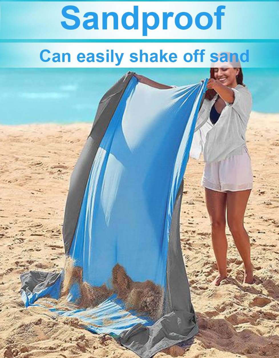 Coperta Picnic Impermeabile 200x200 Cm | Telo Spiaggia Antisabbia | Con Picchetti E Tasche - Foto 3