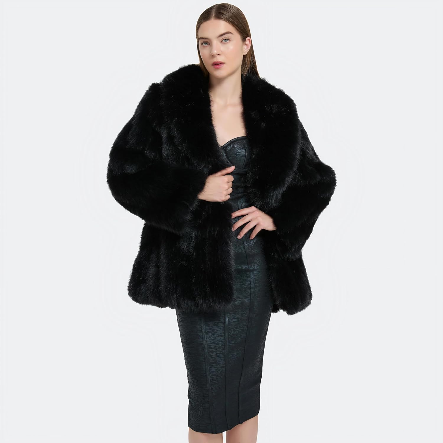 Womens Fuax Fur Coat Winter Warm Fluffy Faux Fur Parka Jacket Thick Plus Size Outerwear Overcoat - Image 2