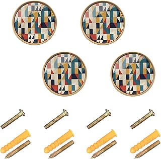 Kigai Color Block Cabinet Knobs Set of 4, 1-1/4 Inch Round Drawer Knobs ...