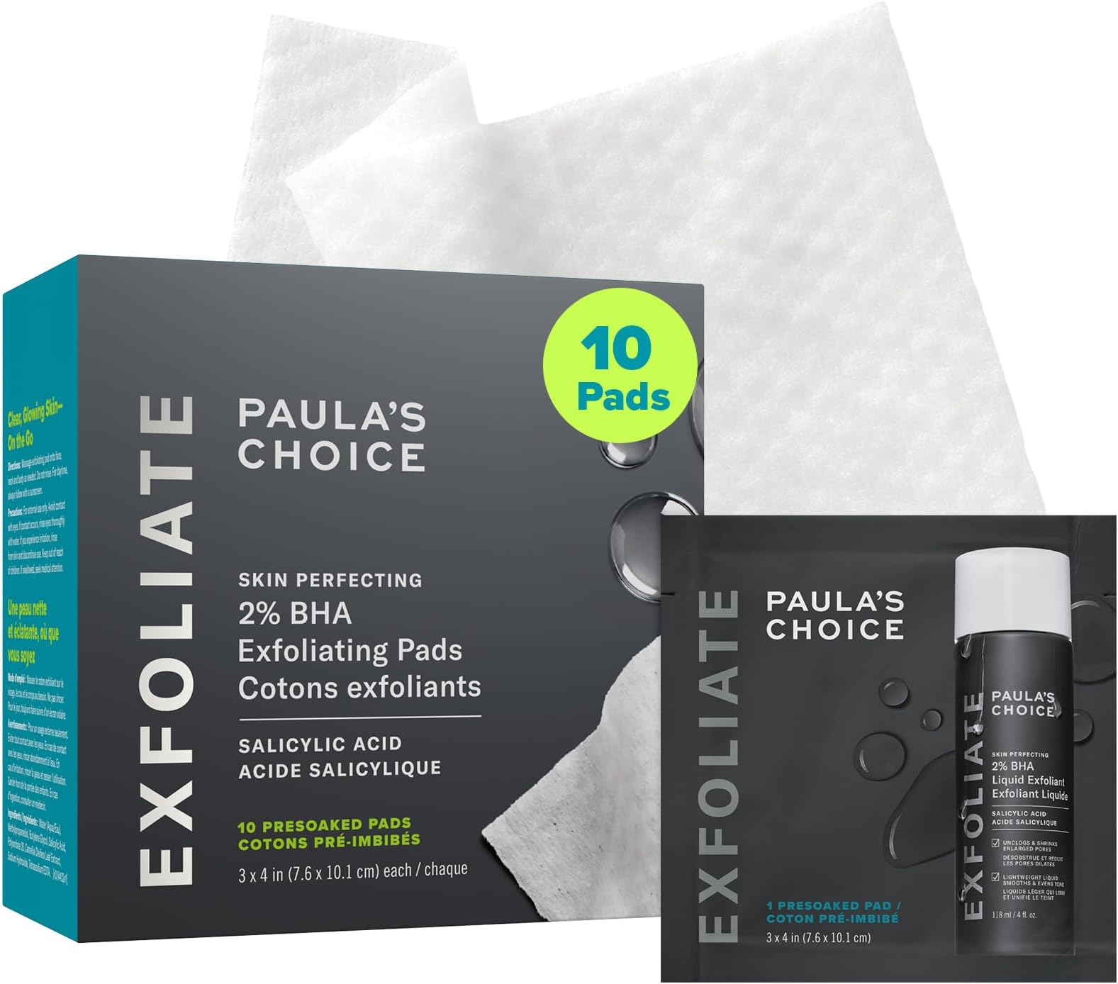 Paula's Choice SKIN PERFECTING 2% BHA Salicylic Acid Exfoliating Pads - Facial Exfoliant Pads for Blackheads, Enlarged Pores, Wrinkles & Fine Lines