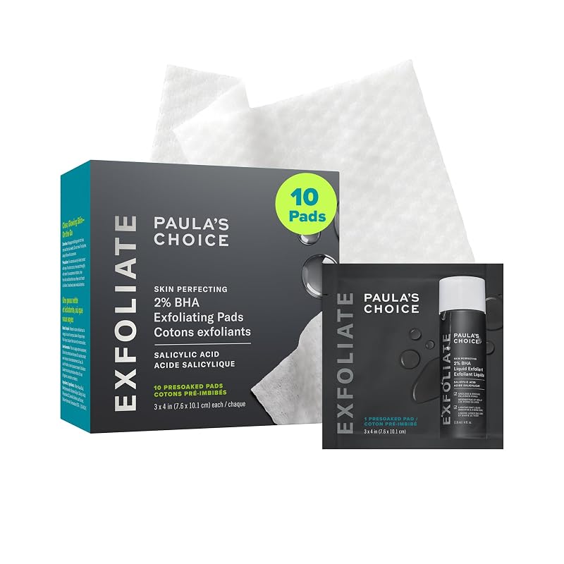 Paula's Choice SKIN PERFECTING Pads esfoliantes faciais com ácido salicílico BHA 2%, Pacote com 10