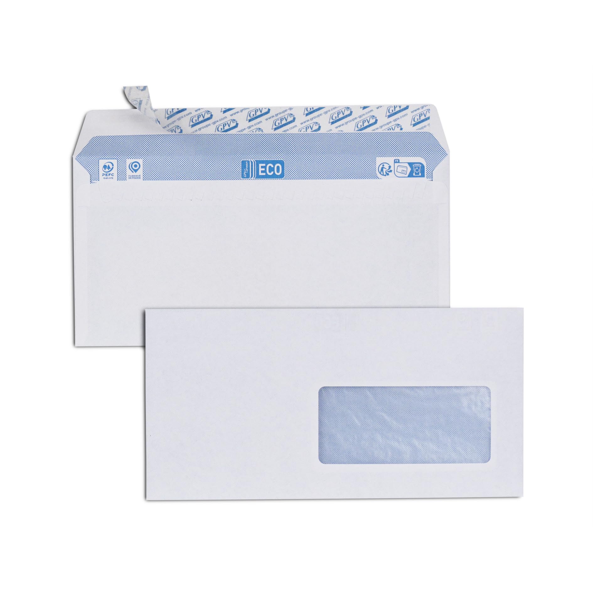 GPV 7856 Envelopes DL 110 x 220 mm White with Window 75g