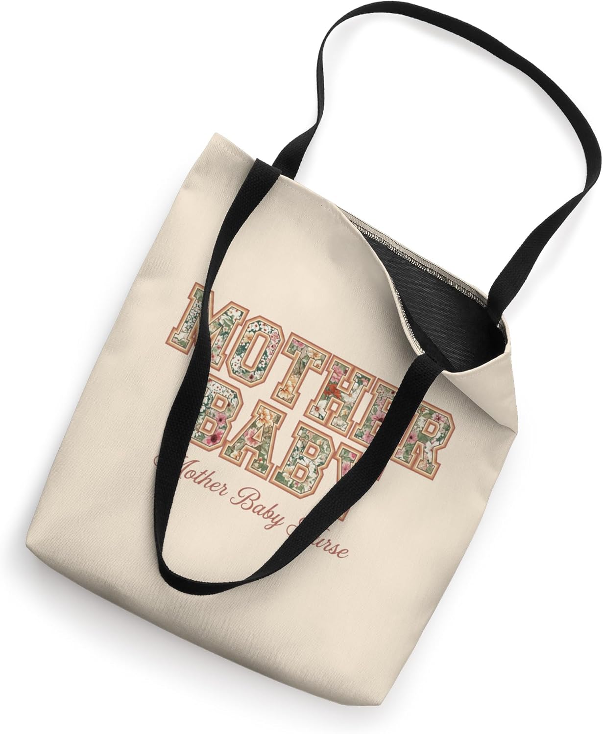 Mother Baby Nurse Floral Typography Nurse Week Tote Bag