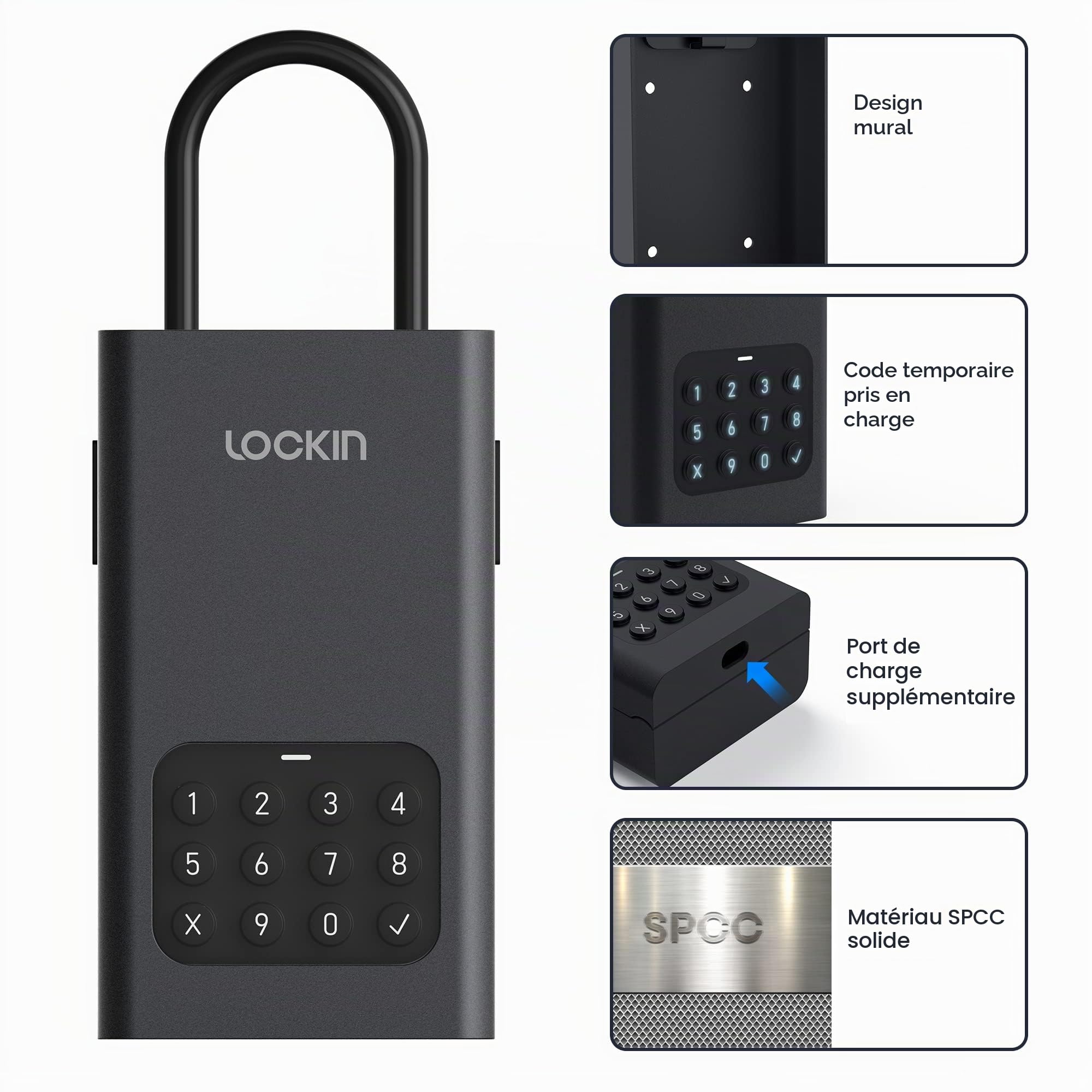Lockin L1 Lock Box Smart Wireless Home Key Lock Box Outdoor Wall