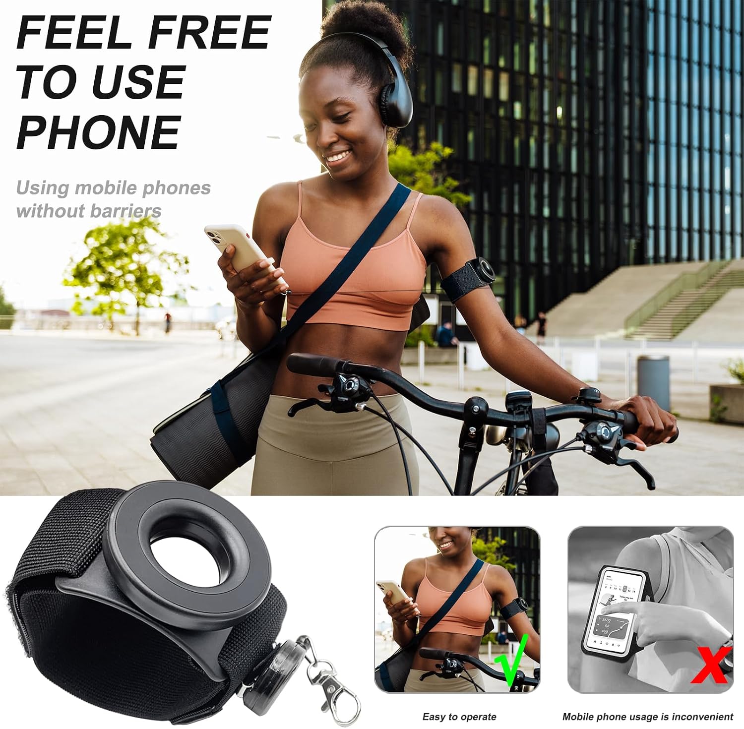 Running Phone Holder,Fits Armband&Wristband,Upgraded N52 Magnetic with Telescopic Anti-Drop Lanyard,360° Rotatable,Universal for iPhone,Samsung&All Android Phones