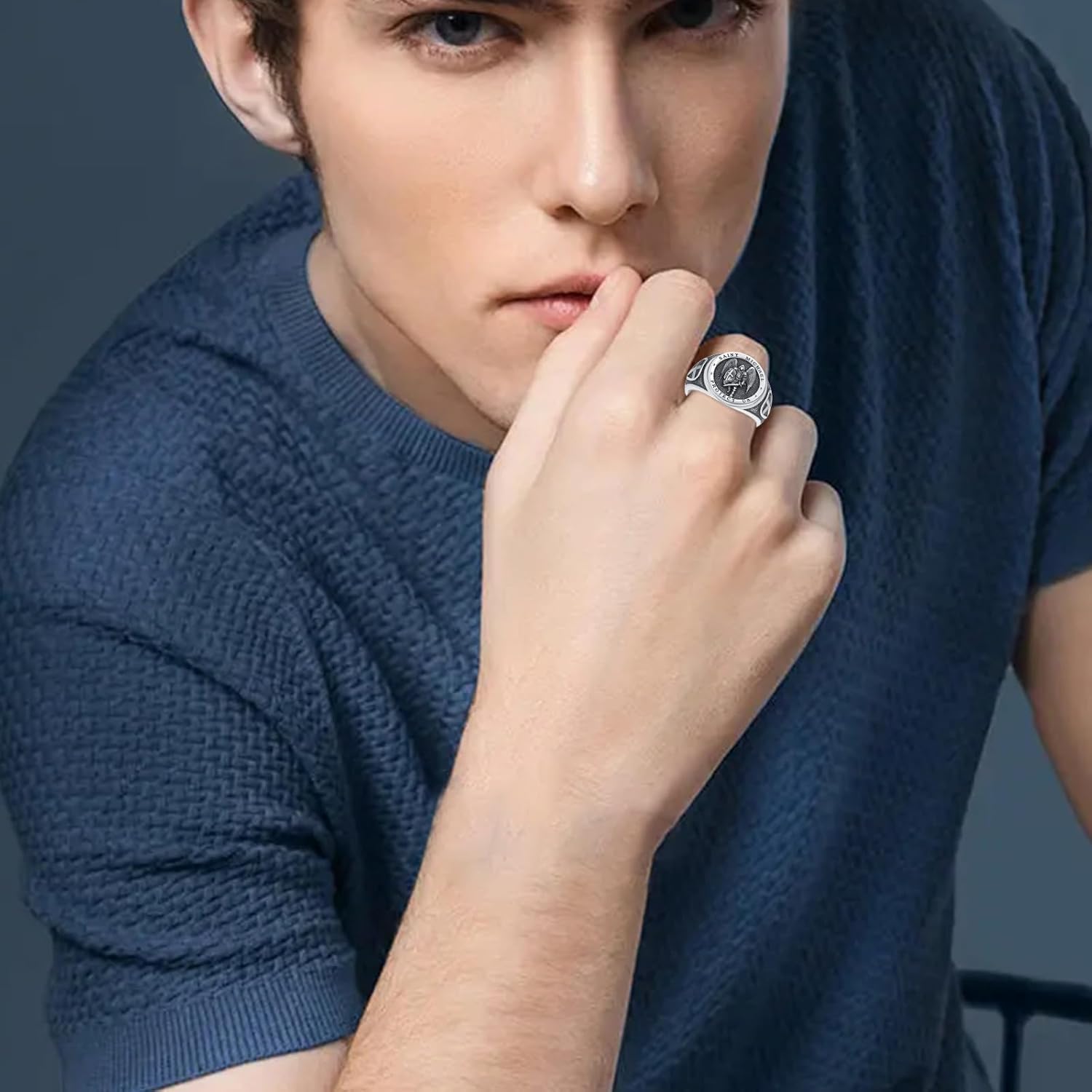 St Michael Ring S925 Sterling Silver Saint Michael Archangel Ring Religious Protector Christmas Jewelry Gifts for Men Women Birthday Anniversary Father's Day#7 8 9 10 11 12 13 14 - Image 3