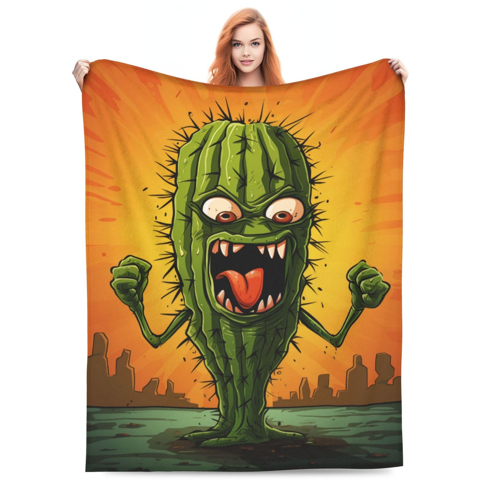 Cactus Blanket Funny Cartoon Cactus Throw Blankets Gifts for Girls Boys Plush Cozy Flannel Fleece Ultra Soft Fuzzy Flower Party Blanket for Bed Couch Sofa 50"X40" โ image 1