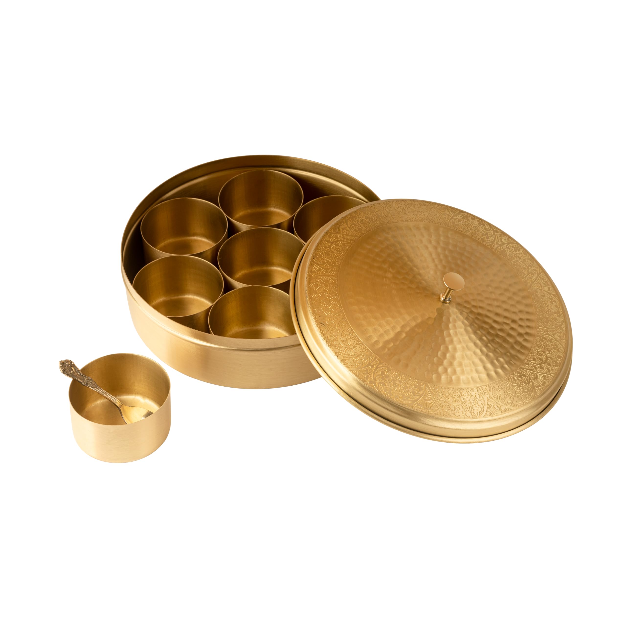 Brass Spice Box Set - Handcrafted Masala Container -4 Brass Spice Box Set - Handcrafted Masala Container -4