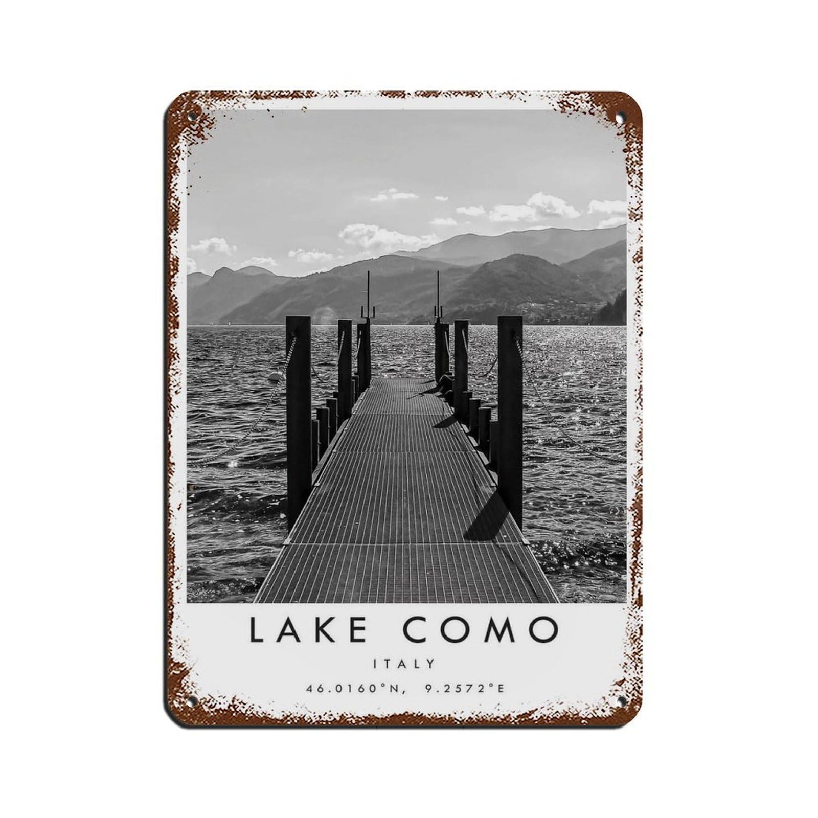 Lake Como Travel, Italy Poster Retro Poster Metal Tin Sign Chic Art Retro Iron Painting Bar People Cave Cafe Family Garage Poster Wall Decoration 12x16inch(30x40cm)