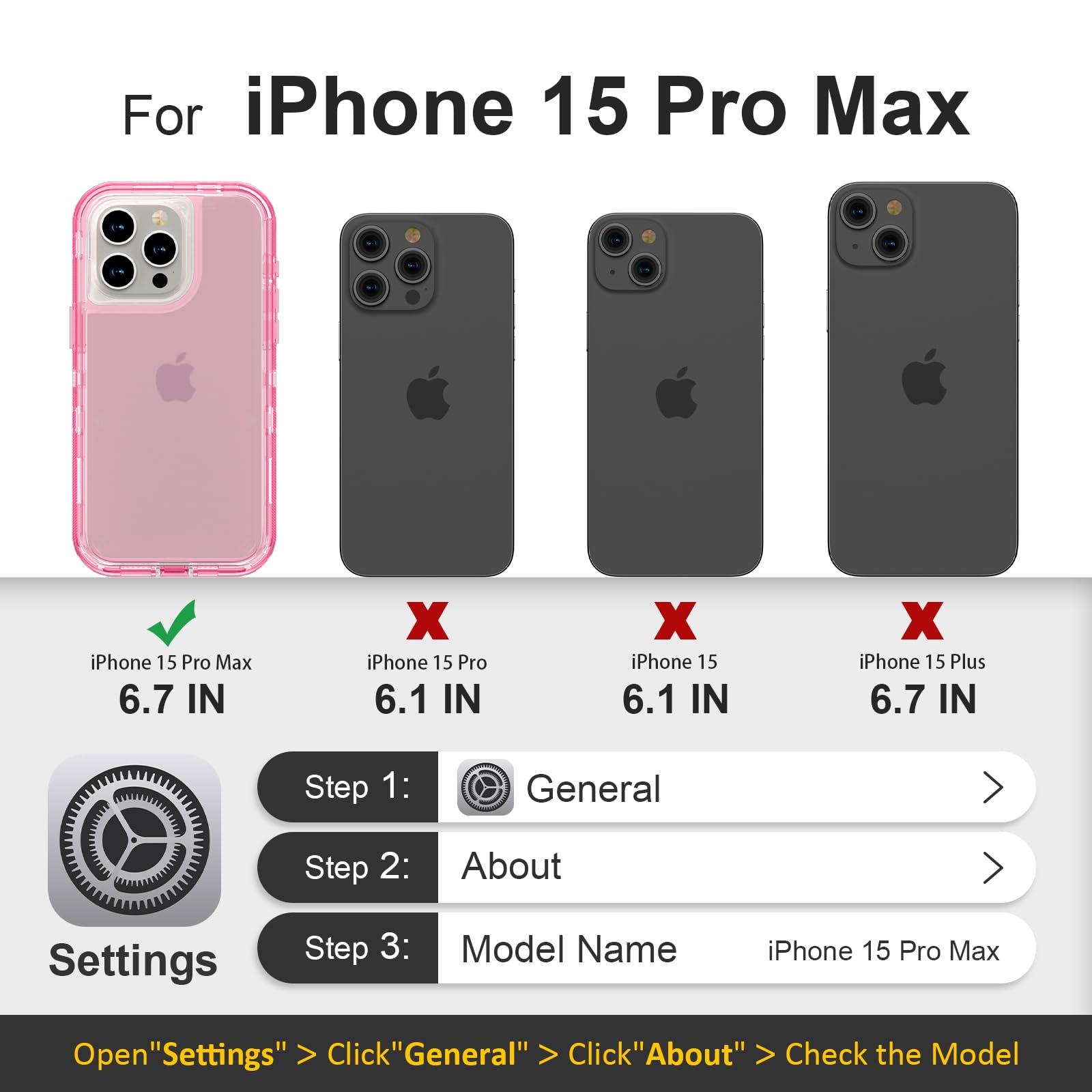 oma Funda para iPhone 15 Pro Max, anticaídas, resistente a los golpes, funda protectora transparente de múltiples capas compatible con iPhone 15 ProMax, 6.7 pulgadas, rosa cristal