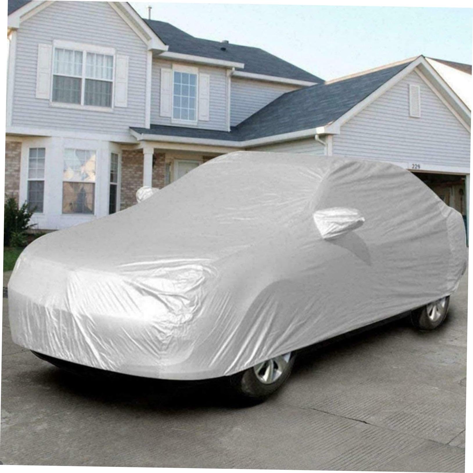 Alipis Weather Car Cover Waterproof UV Protection Size L Silver Universal Fit for Sedans and SUVs Dustproof Summer — view 4