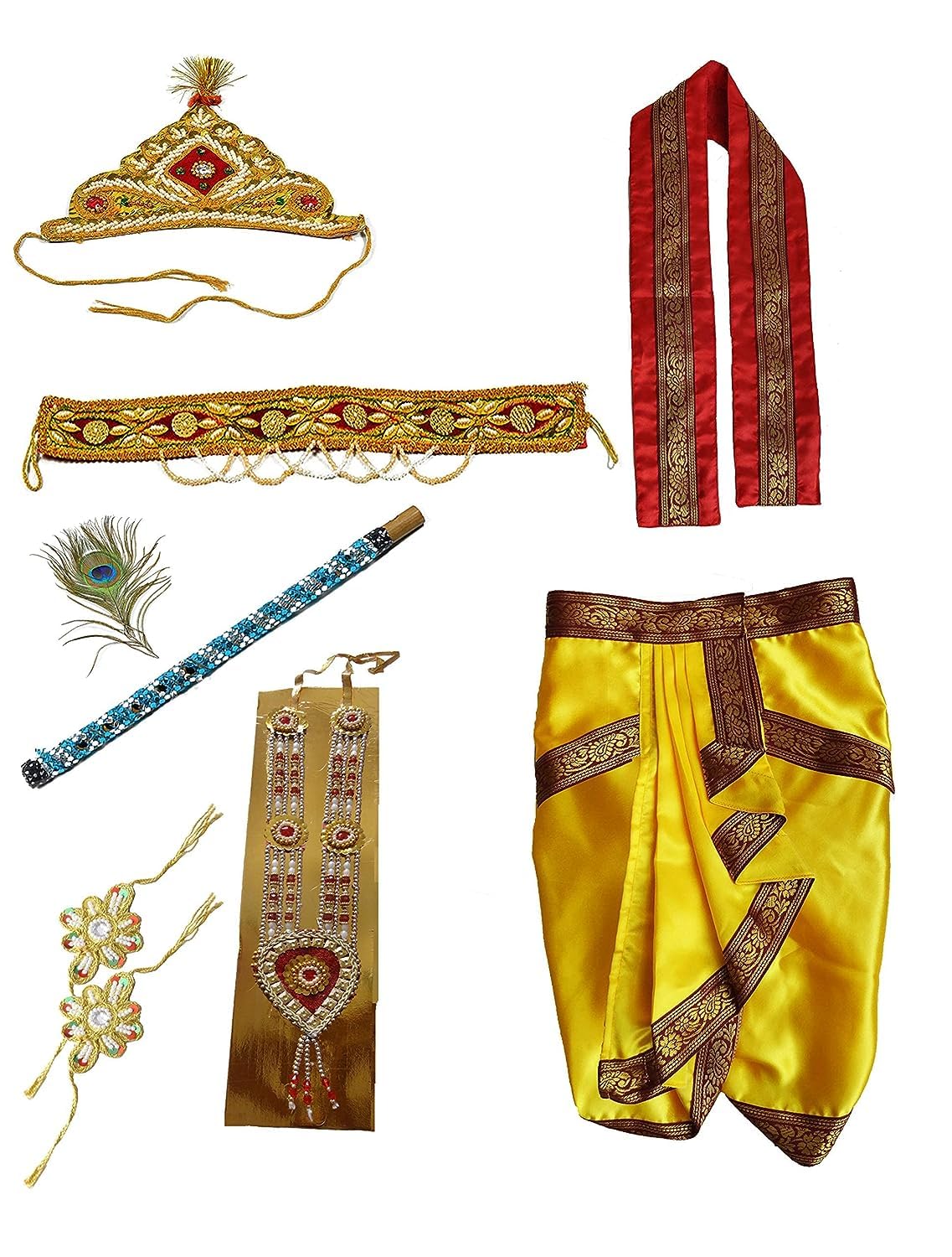 Pakhi Little Krishna Dress For Kids - Fresh Style - Classical Theme Set - Yellow and Red (B0DBJRFTJ6) Amazon Price History, Amazon Price Tracker