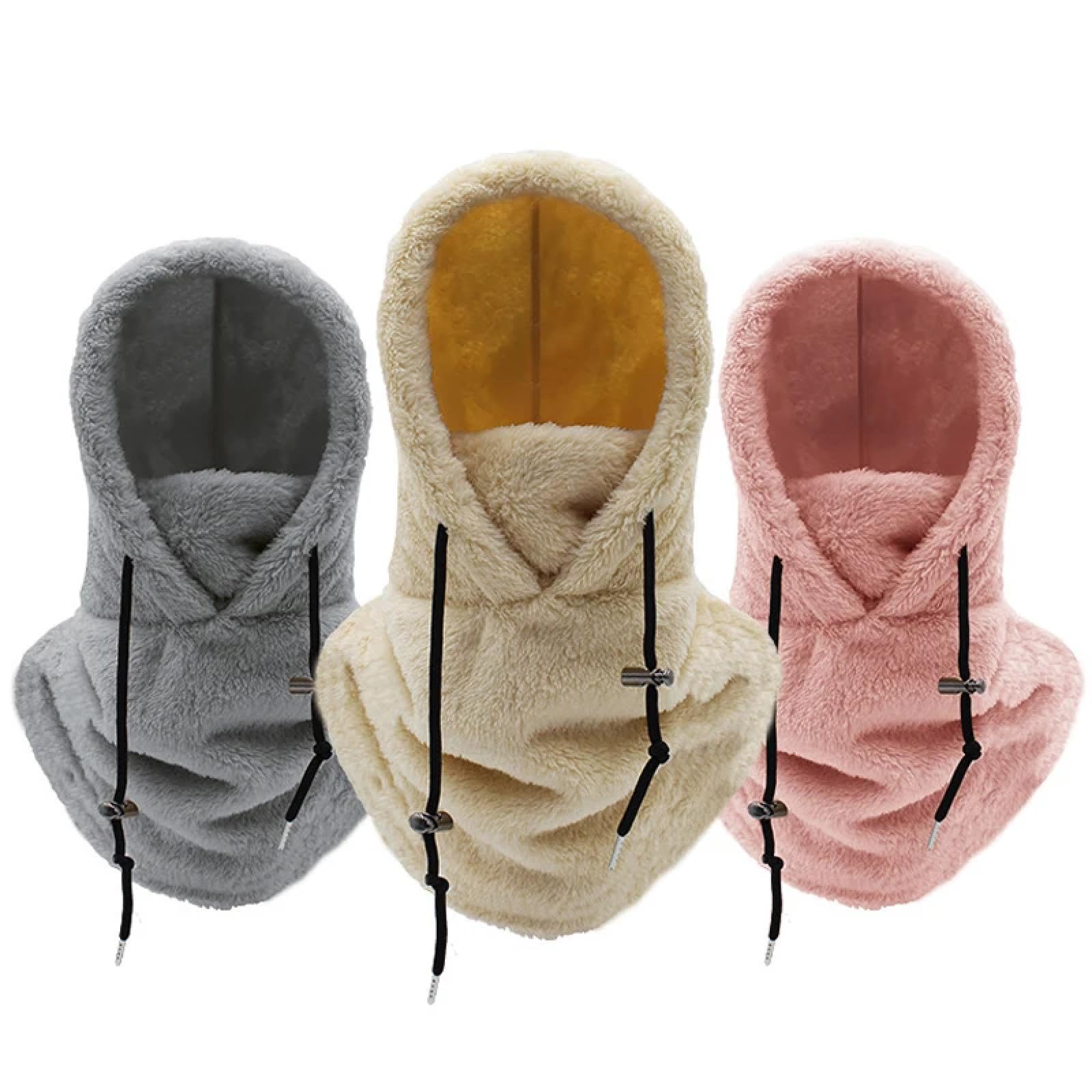 Gorros De Punto para Sombrero Tejido Beanie Gorro De Felpa Engrosar Gorros Bufanda para El Cuello Mascarilla Deportes Al Aire Libre Ajustable A Prueba De Viento Cálido