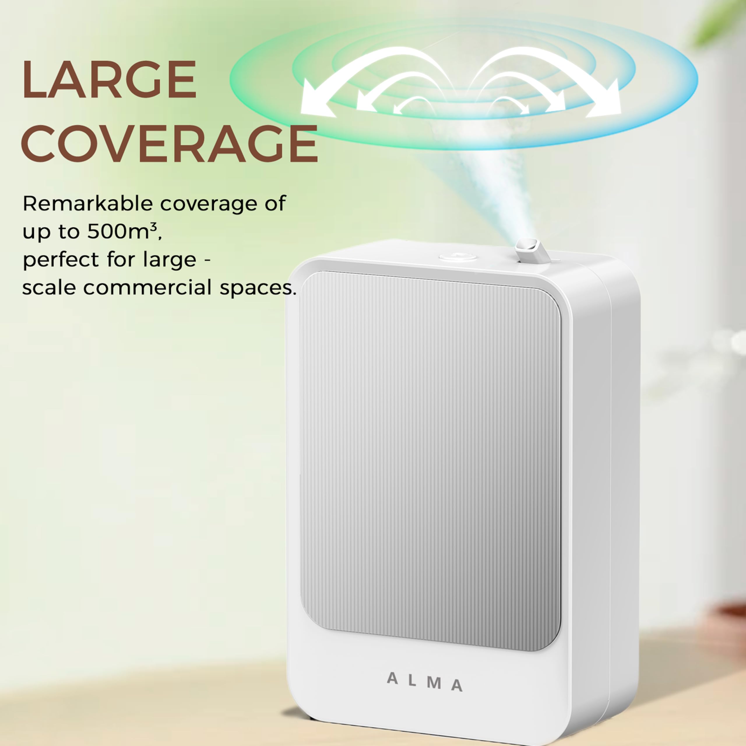 ALMA® Diffusore e Umidificatore di Oli Essenziali – Aromaterapia Ultra-Performante per Grandi Ambienti fino a 200 m² – Tecnologia Silenziosa, Programmazione Intelligente e Design Elegante