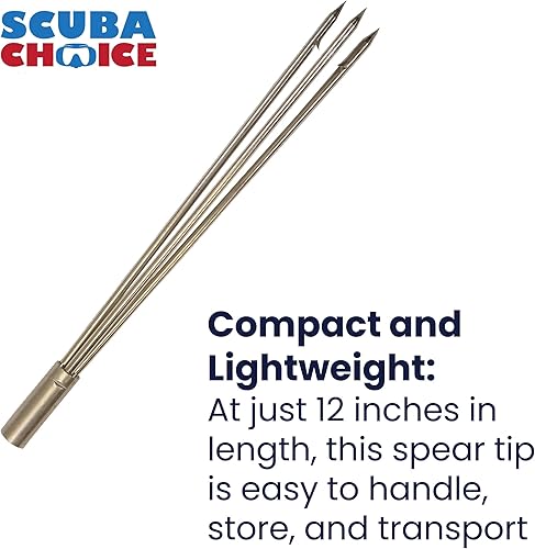 Miniatura 8 de Buceo Elección Pesca Submarina 12.0in Punta de lanza de acero inoxidable 3 puntas Paralizador de cabeza