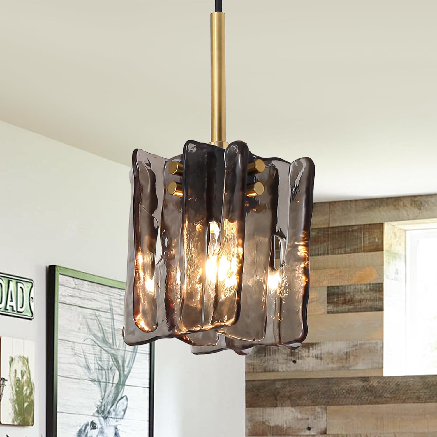 Black Glass Pendant Lights Kitchen Island - Modern Industrial Farmhouse Gold Pendant Lighting with Clear Glass Shade for Kitchen Island Lighting Dining Room Entryway Foyer