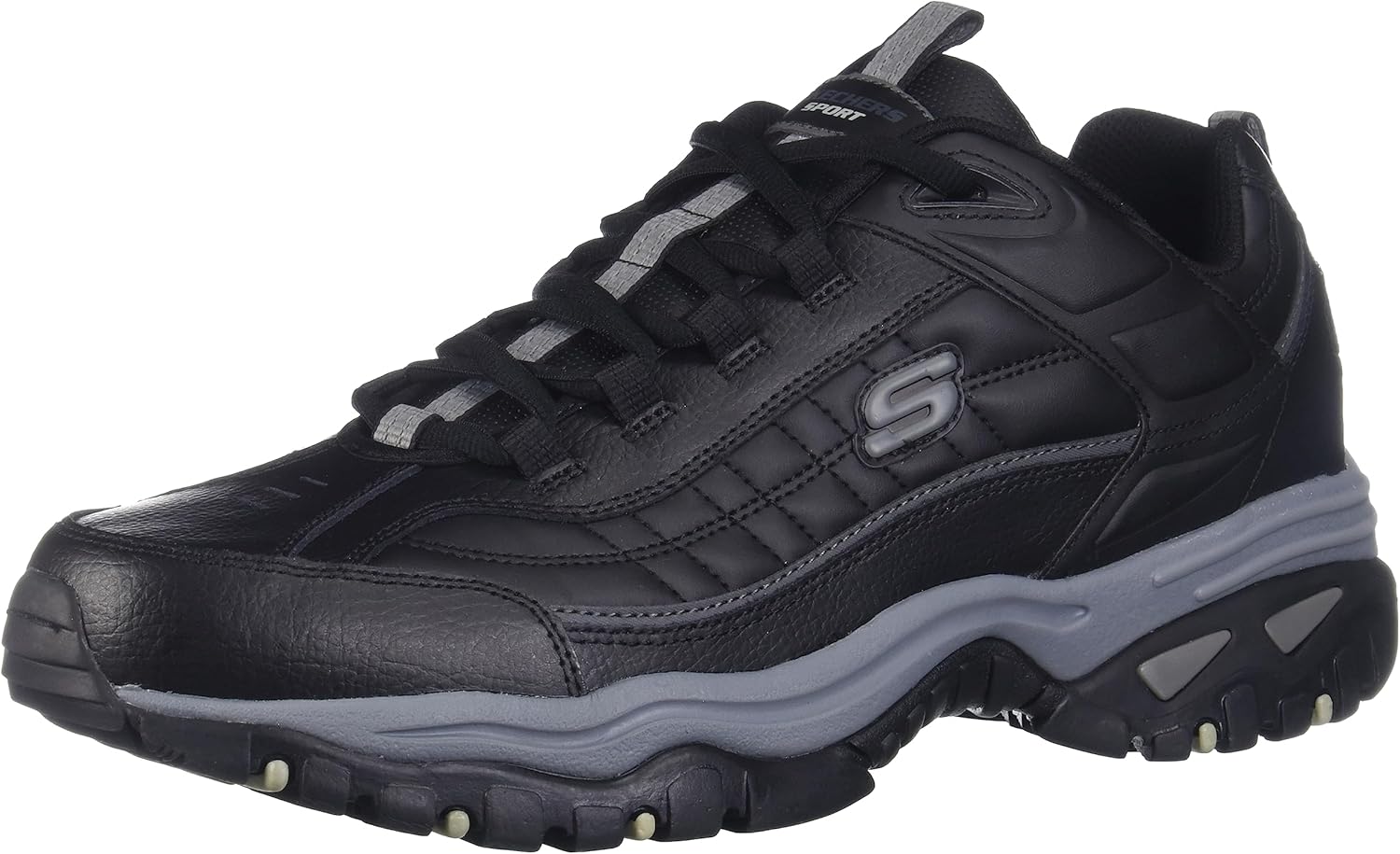 Skechers mens Energy Afterburn Shoes Lace-Up Sneaker, Black/Grey, 16 Wide