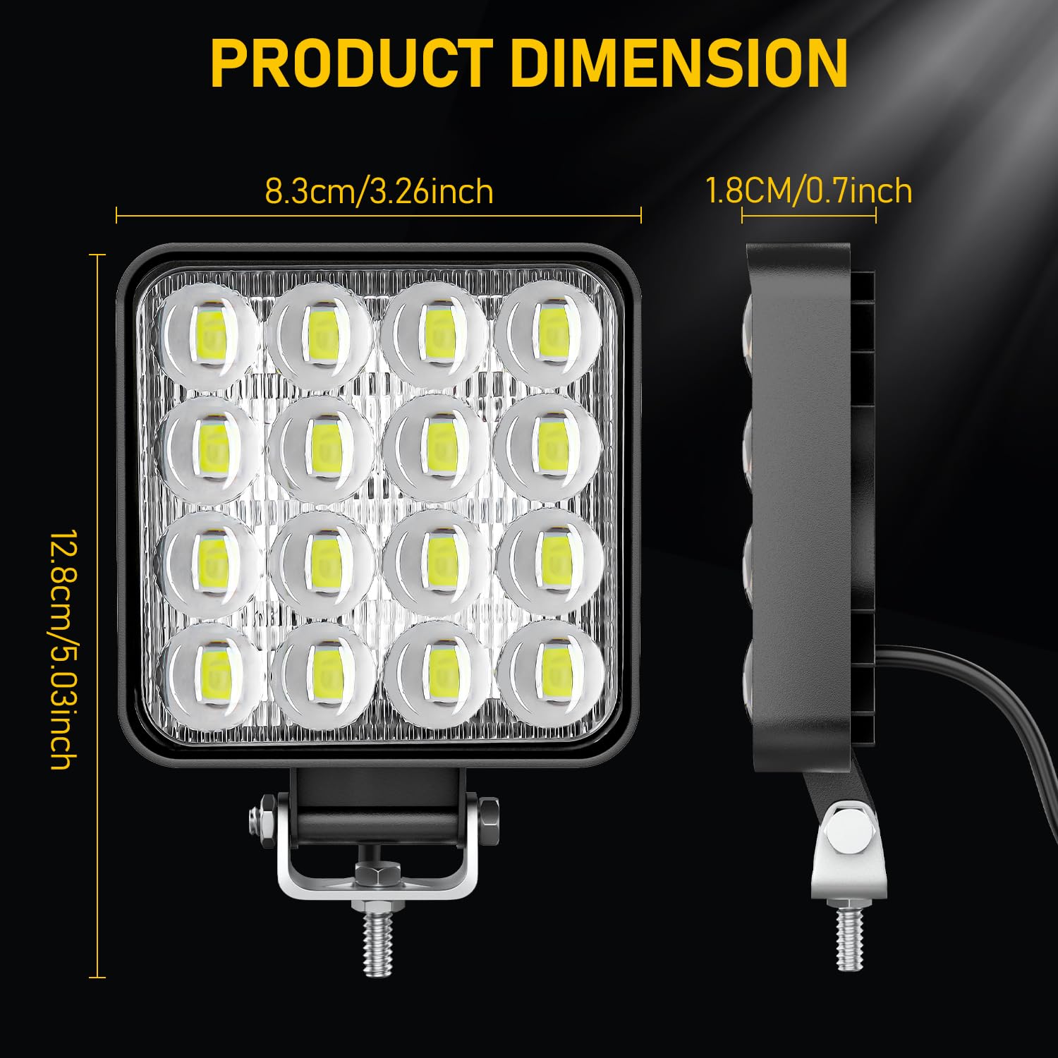 antom 10Pcs Focos Led 12v cuadrado de 3,3 pulgadas faro 12v 24V IP67 impermeable luz de marcha atrás faro auxiliar coche para excavadoras tractores ATV camiones
