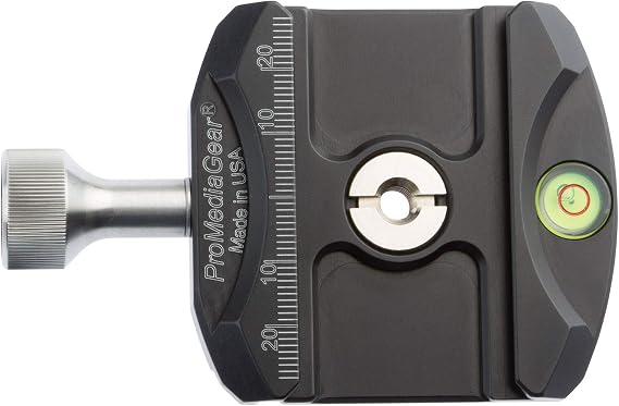C60 Arca-Swiss Compatible Quick Release Clamp with 1-4 Hardened Thread Insert with Bubble Level