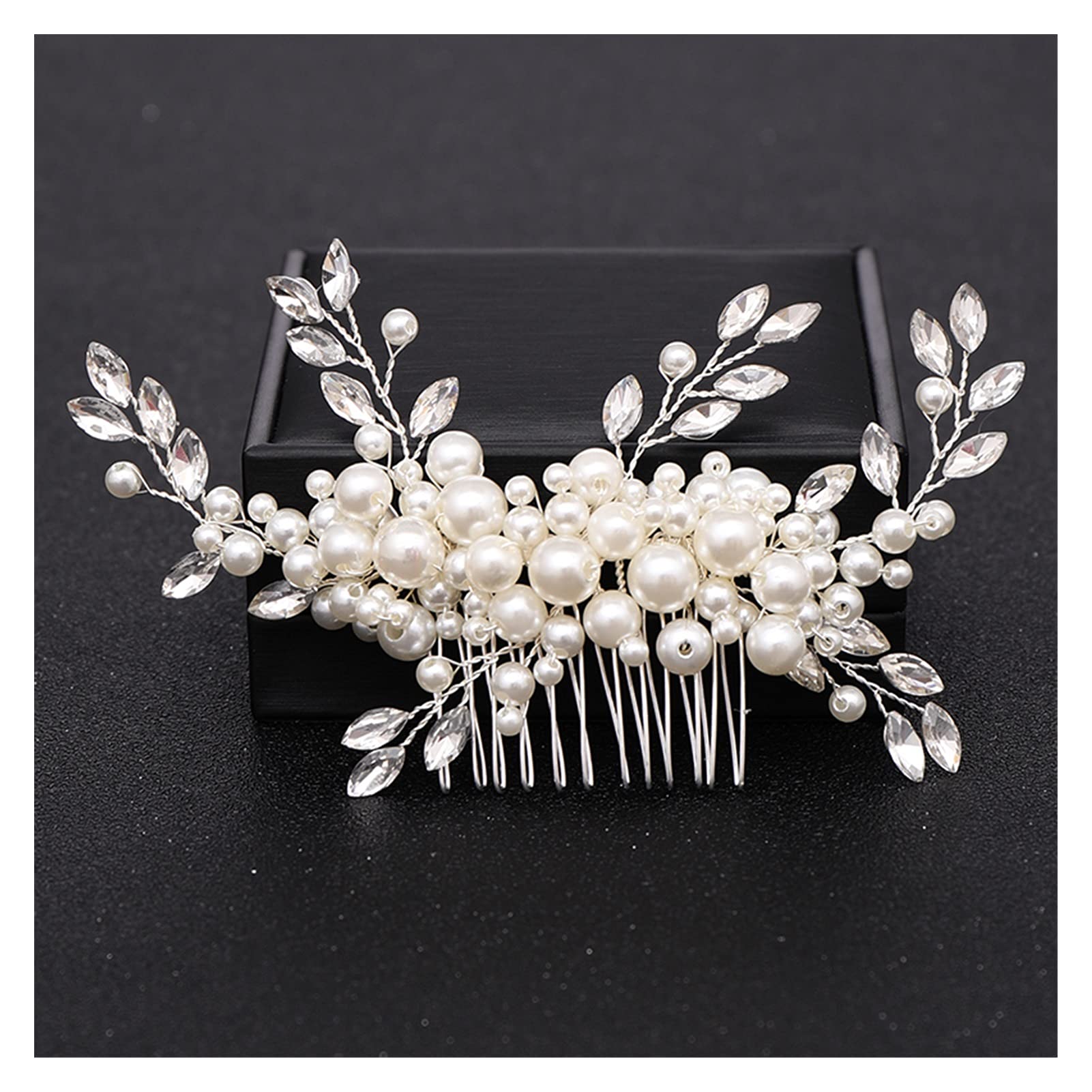 Argent Couleur Perle Cristal de Mariage Cheveux Peignes Accessoires for Les Fleurs nuptiales de Fleur de Fleur Femmes Ornements de Cheveux de la mariée Bijoux