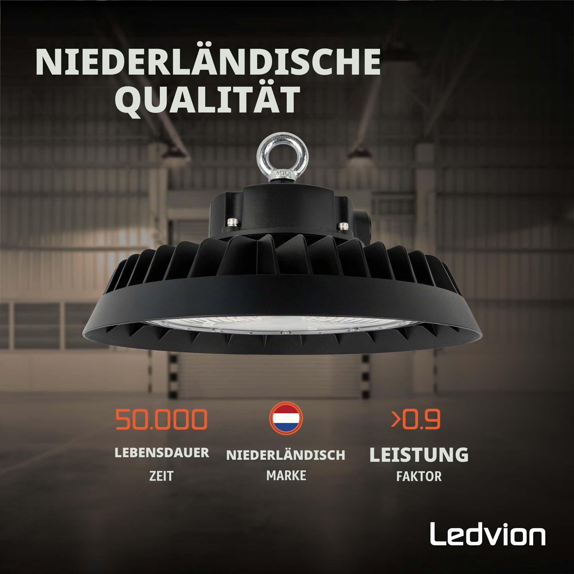 Ledvion LED Hallenstrahler 200-180-160W 185lm/W 4000K Dimmbar IP65