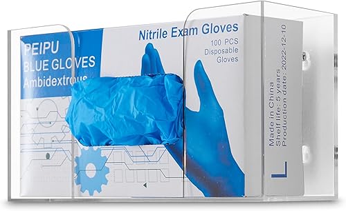 Stock Your Home Dispensador de guantes individuales de acrílico, estante de caja de pañuelos, soporte de pared para guantes, para cocina, armario de
