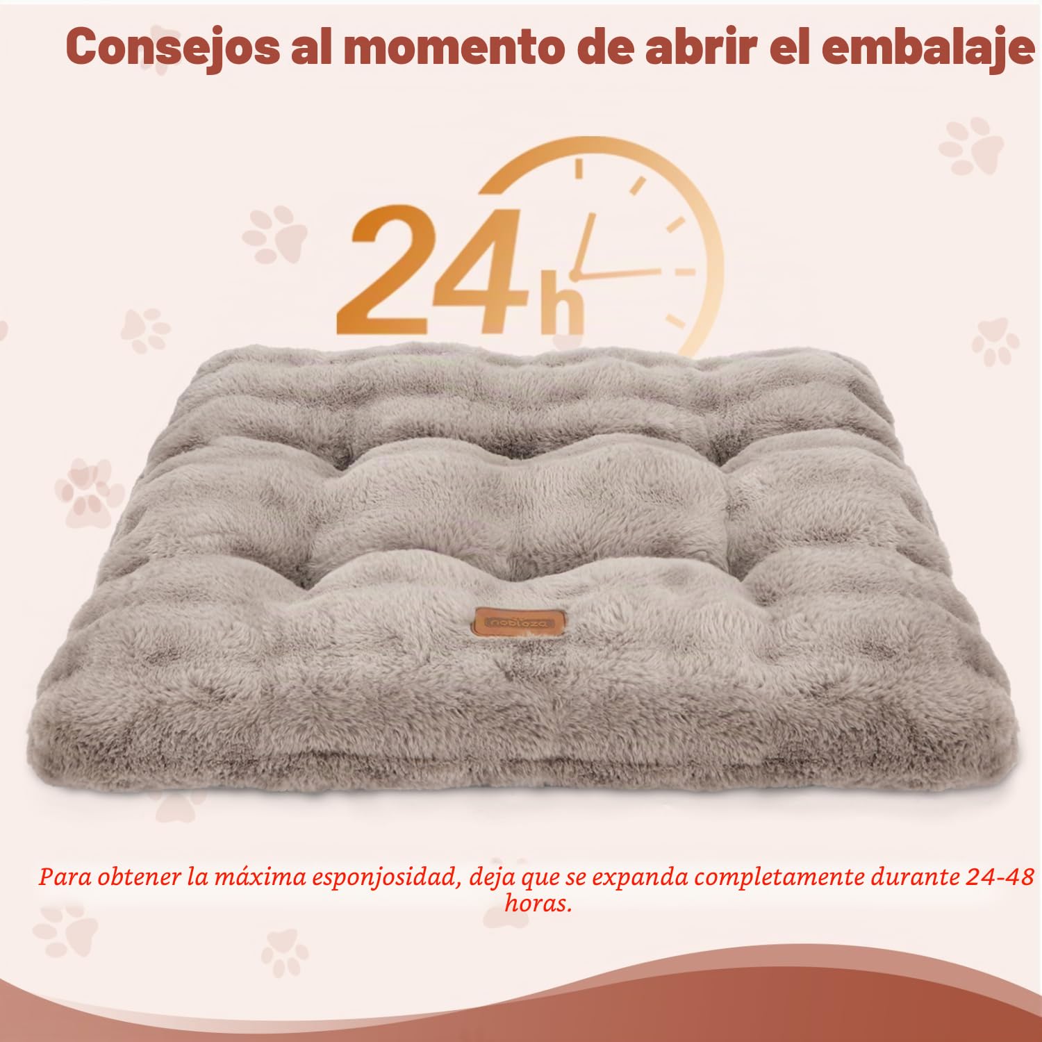 Nobleza Camas para Gatos de Interior, Cama Gato Manta Espesa para Gatos y Perros Pequeños, Esponjoso y Lavable, con Parte Inferior Antideslizante, 70 x 50 x 8 cm, Marrón