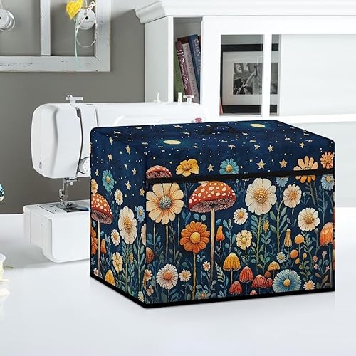 Miniatura 286 de Funda para máquina de coser de mariposas y flores con prácticos bolsillos, funda protectora con asa, para la mayoría de máquinas de coser estándar