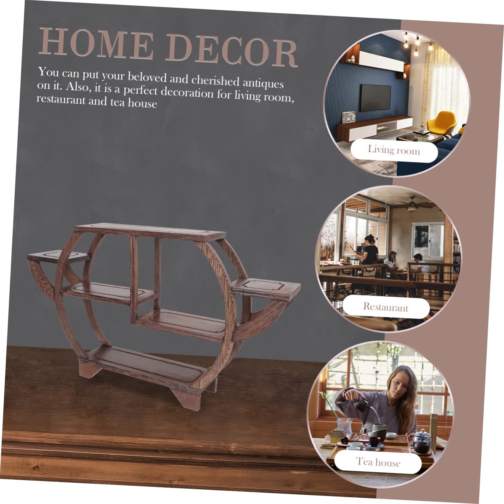 Mikikit Soporte De Exhibición De Madera Antiguo Estante Decorativo Para y Diseño Artístico Para Almacenar y Mostrar Objetos De Estante Multiusos Elegante Para Decoración Interior