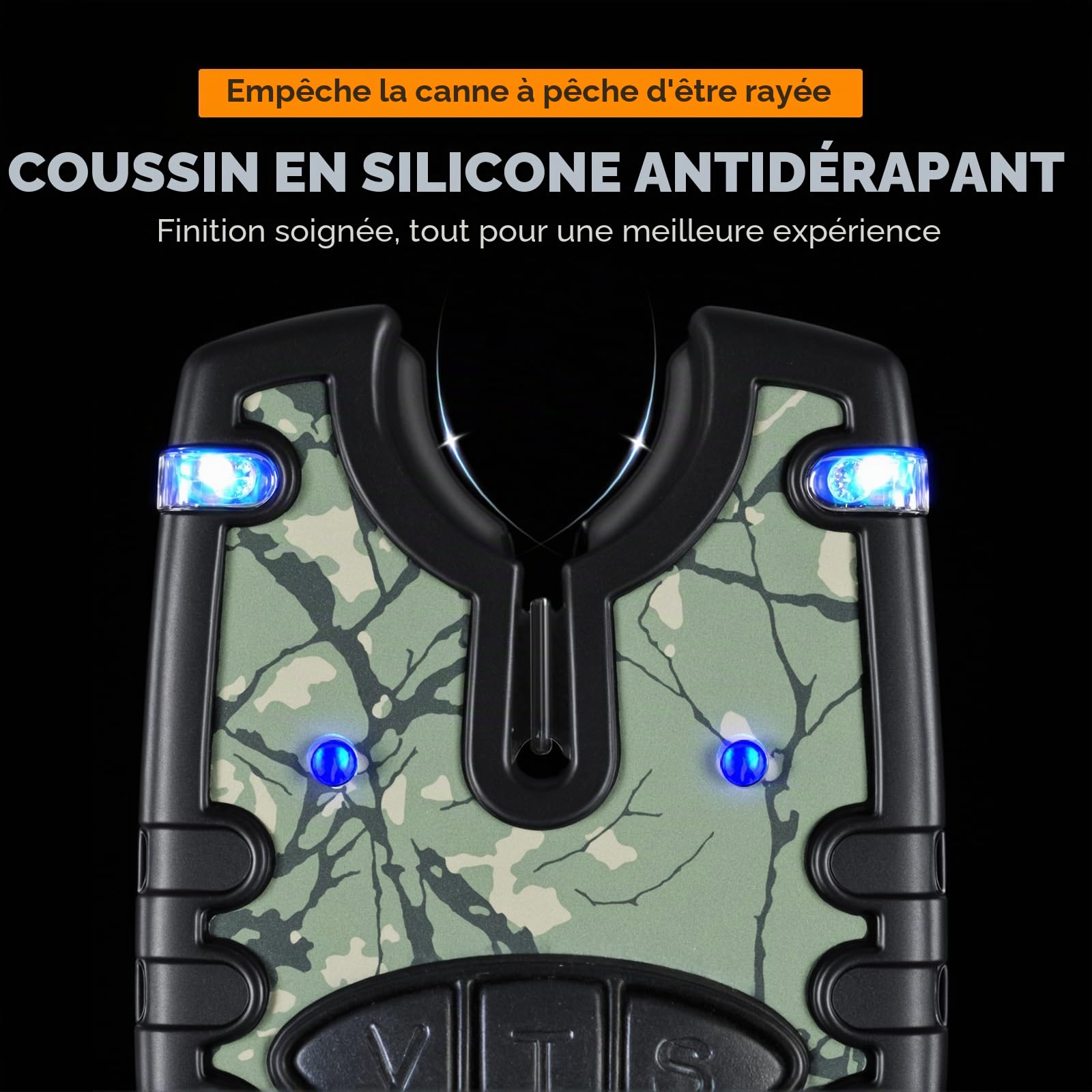 Détecteur de touche et balancier à LED 3 couleurs - Éclairage LED - Alarme de pêche à la carpe - Camouflage