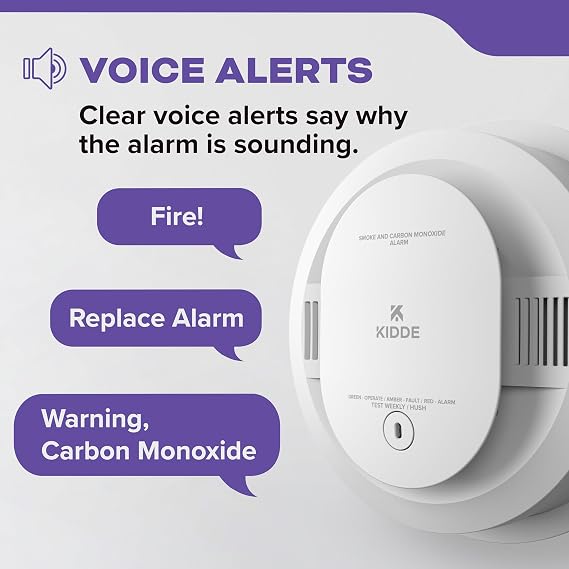 Kidde Hardwired Smoke & Carbon Monoxide Detector, AA Battery Backup, Voice Alerts, Interconnectable, LED Warning Light Indicators, 2 Pack