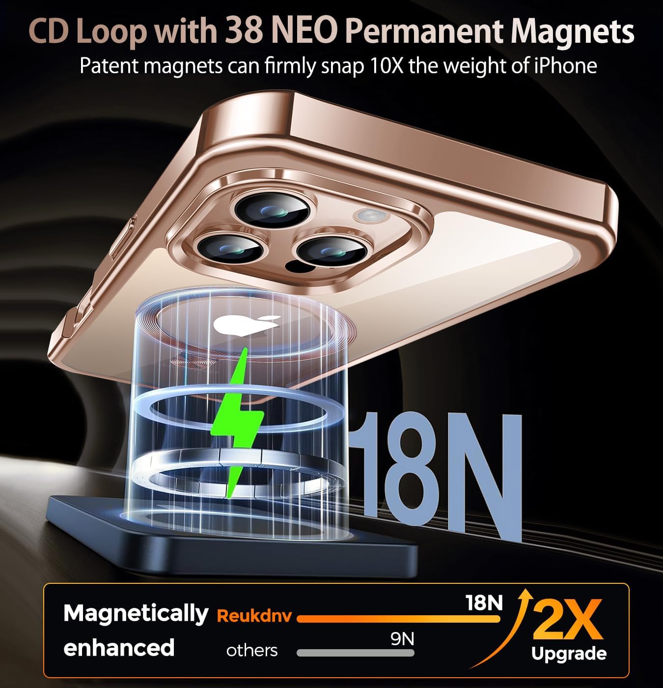 [CD Metal Ring Stand + Built-in Privacy Screen Protector] Magnetic Case for iPhone 16 Pro 6.3" [Soft Bumper Full Signal] [Compatible with MagSafe] 9H Glass Full Body Shockproof Clear Case, Desert Gold - Image 4