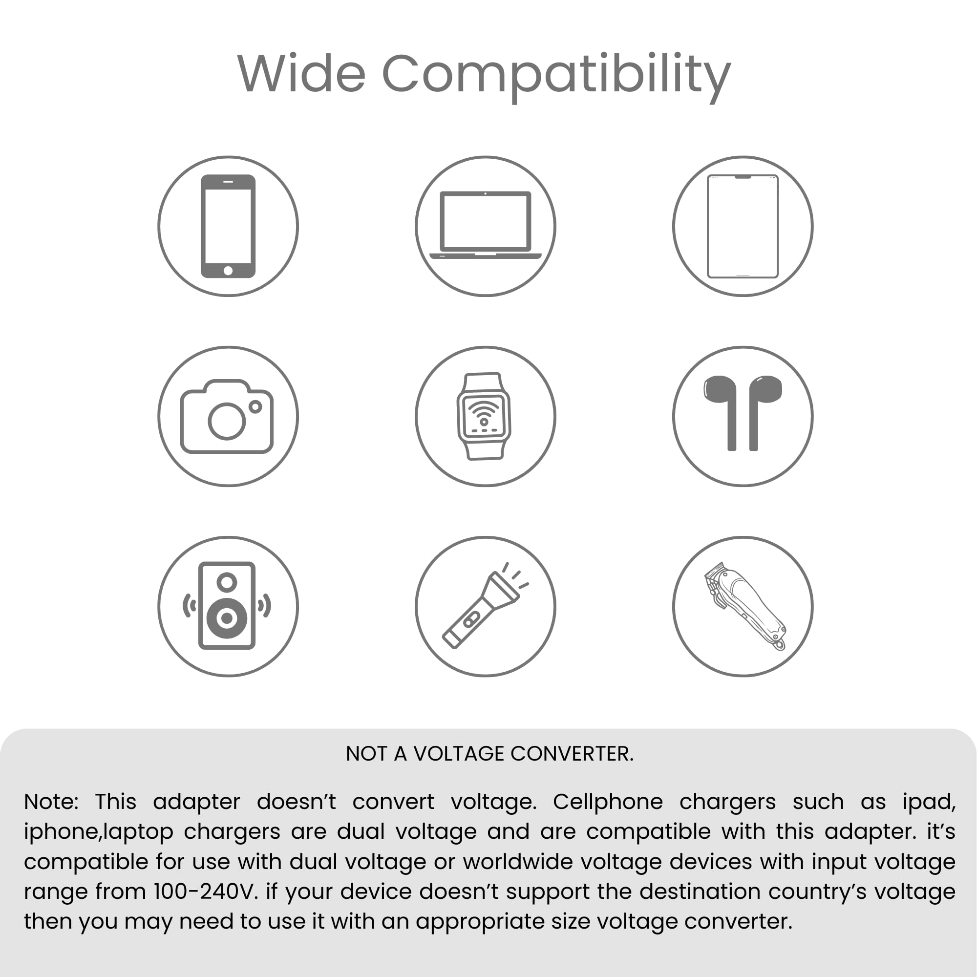 OOGE Universal Travel Adapter All-in-One, 38W Fast Charger with USB-C PD & QC 3.0 USB-A, International Travel Adapter for 200+ Countries with US/UK/EU/AU Plugs, Compact Universal Charger Adapter — Amazon image 9