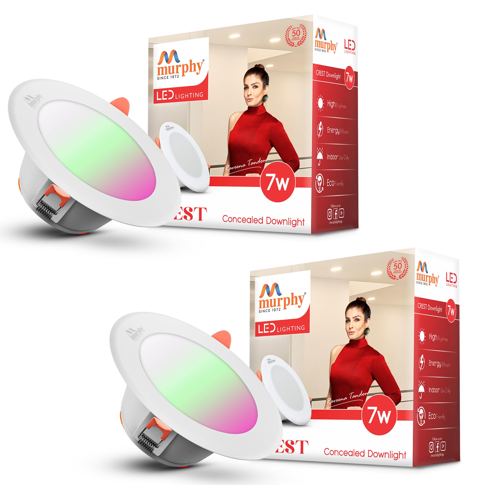 Murphy 7W Comet 3-in-1 Round LED Conceal Panel Light | Color Changing (Cool White/Green/Pink) – Suited for 3-inch Concealed Box – Pack of 2-image-20