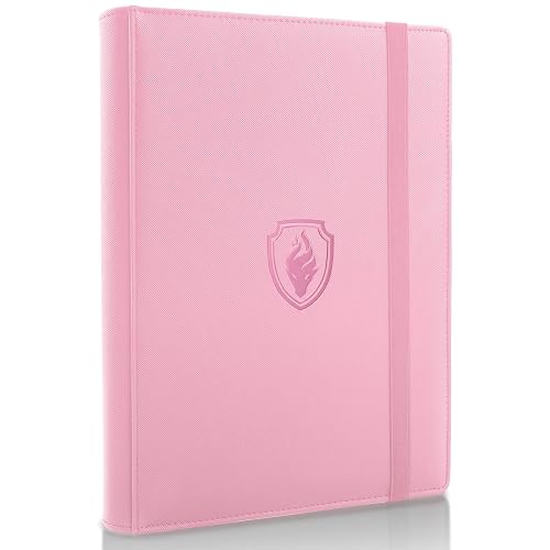 Fabmaker Trading Card Binder - 9 Pocket PU Cover Collection Book for 360 Cards, Premium Sturdy Holder Folders, Album for YuGiOh, MTG, TCG, Game & Sports Cards, Pink