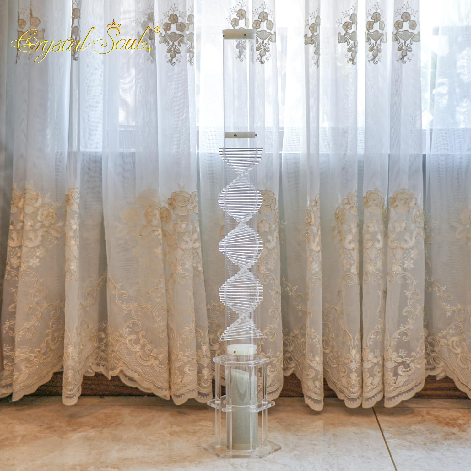 Crystal Soul Regenstab vollständig transparent 1 Minute DNA simulierter Regengeräusch für Geist Körper Geist Heilung mit Ständer