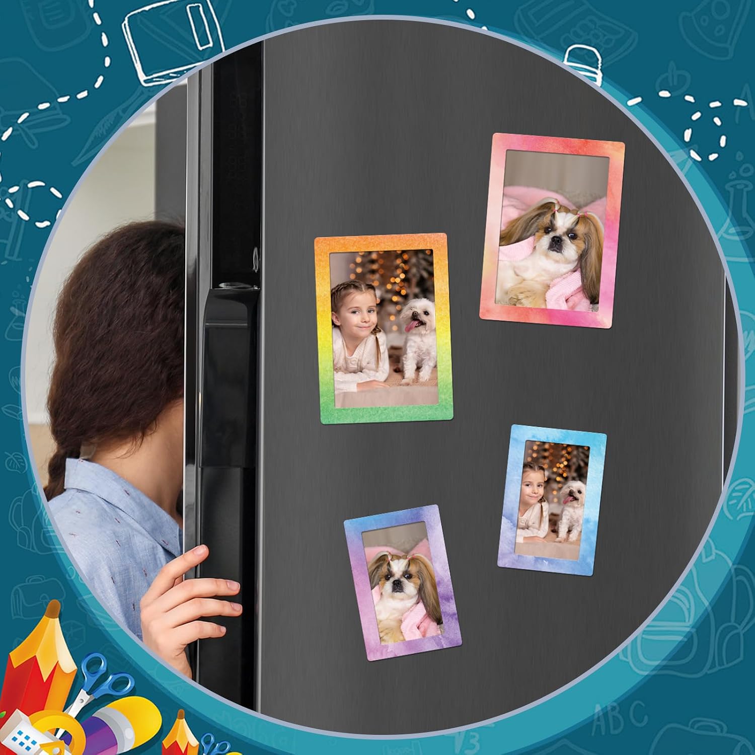 12 Pcs Gradient Magnetic Photo Frames for Fridge, Regular