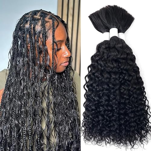 Miniatura 1 de Nvnvdij Cabello ondulado de agua a granel para trenzar, 3.53 oz por paquete, extensiones sin trama, 100% cabello humano Remy natural a granel (18