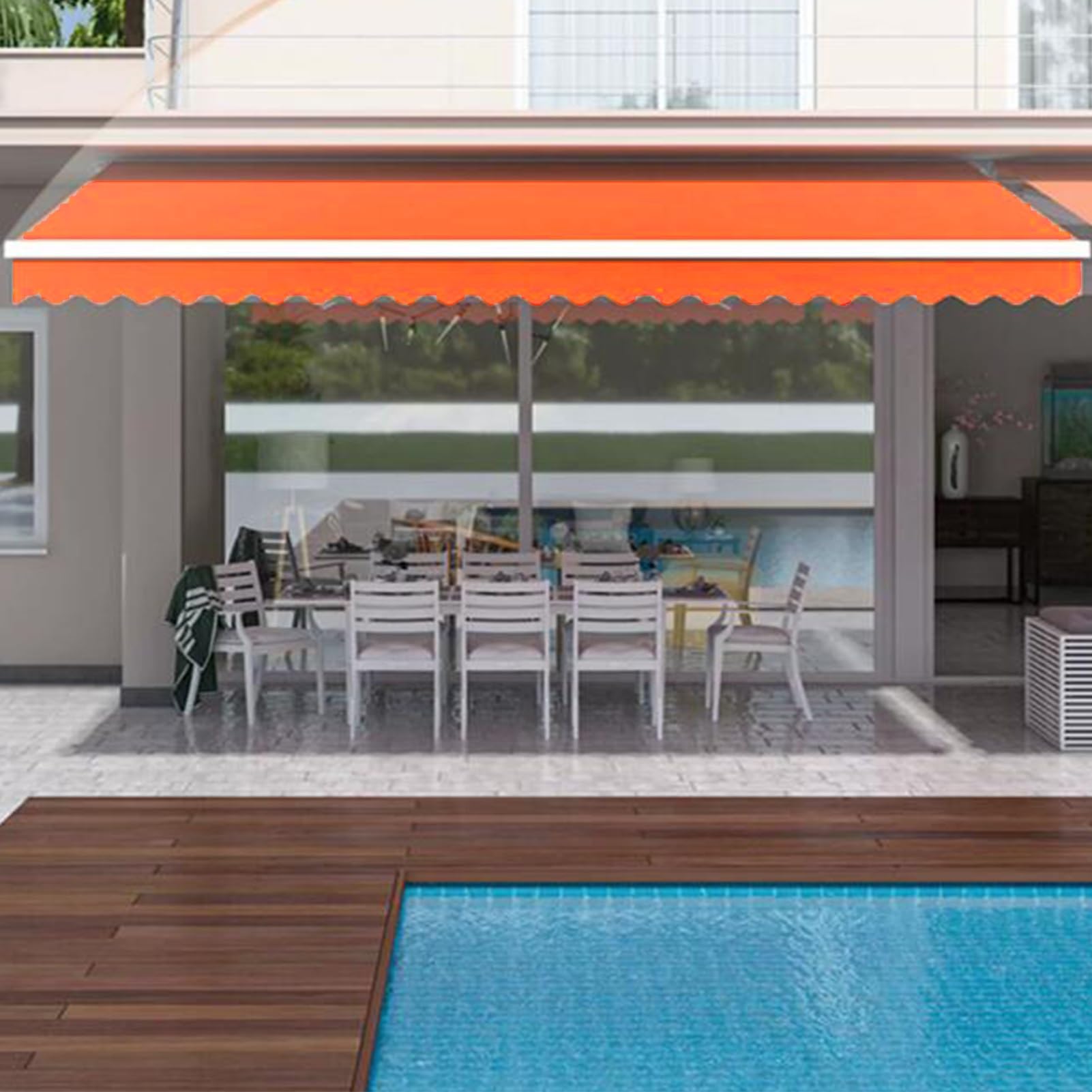 Toldo retráctil de repuesto poliéster naranja 4,9 x 2,4 m para renovar terrazas de exterior
