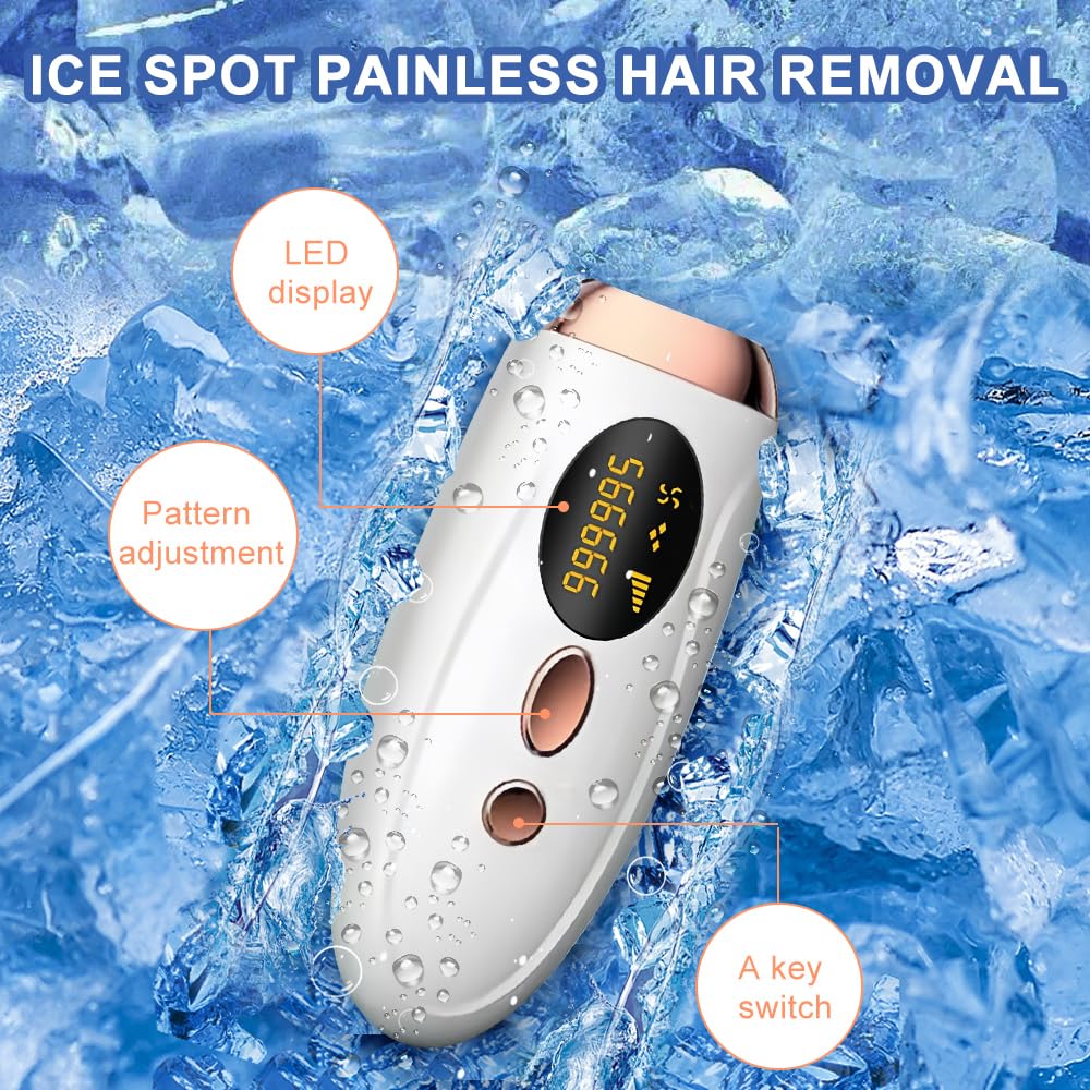 Épilateur Lumière Pulsée, Appareils IPL Épilation Laser, Épilation Laser, Épilateur sans douleur pour le visage, les aisselles, les bras, les jambes et le corps (Blanc)