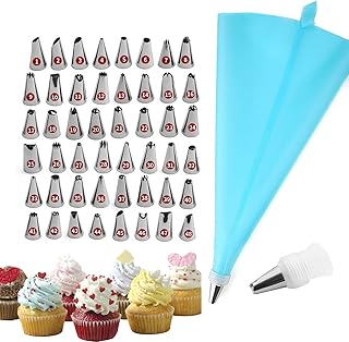 Sponsored Ad - BoutiQ Icing Piping Tips Stainless Steel - 50 pcs Cake Decorating Tools Kit Set Baking Supplies with A Reus...
