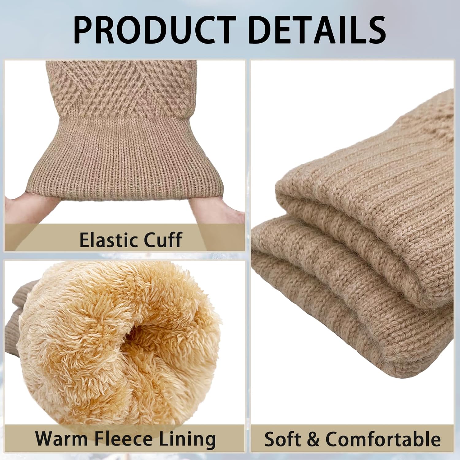 Winter Gloves for Women Touch Screen Ladies Thermal Fleece Warm knit Wool Snow Gloves for Cold Weather - Image 3