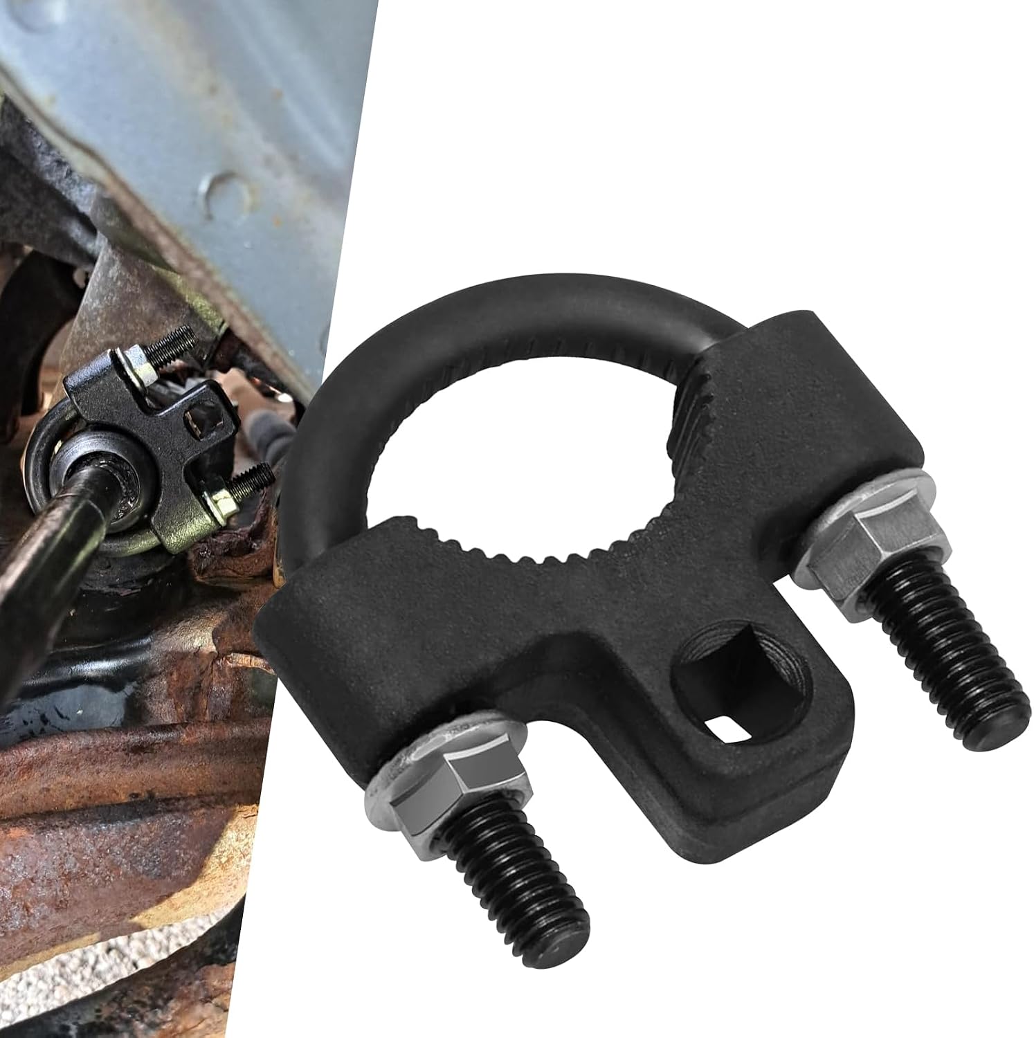 Car Inner Tie Rod Removal Tool, 3/8" U-Shaped Tooth Structure Tie Rod Tool, Steering Machine Ball Head Rudder Wrench, Universal Inner Tie Rod Removal and Installation Tool for Cars (Black)