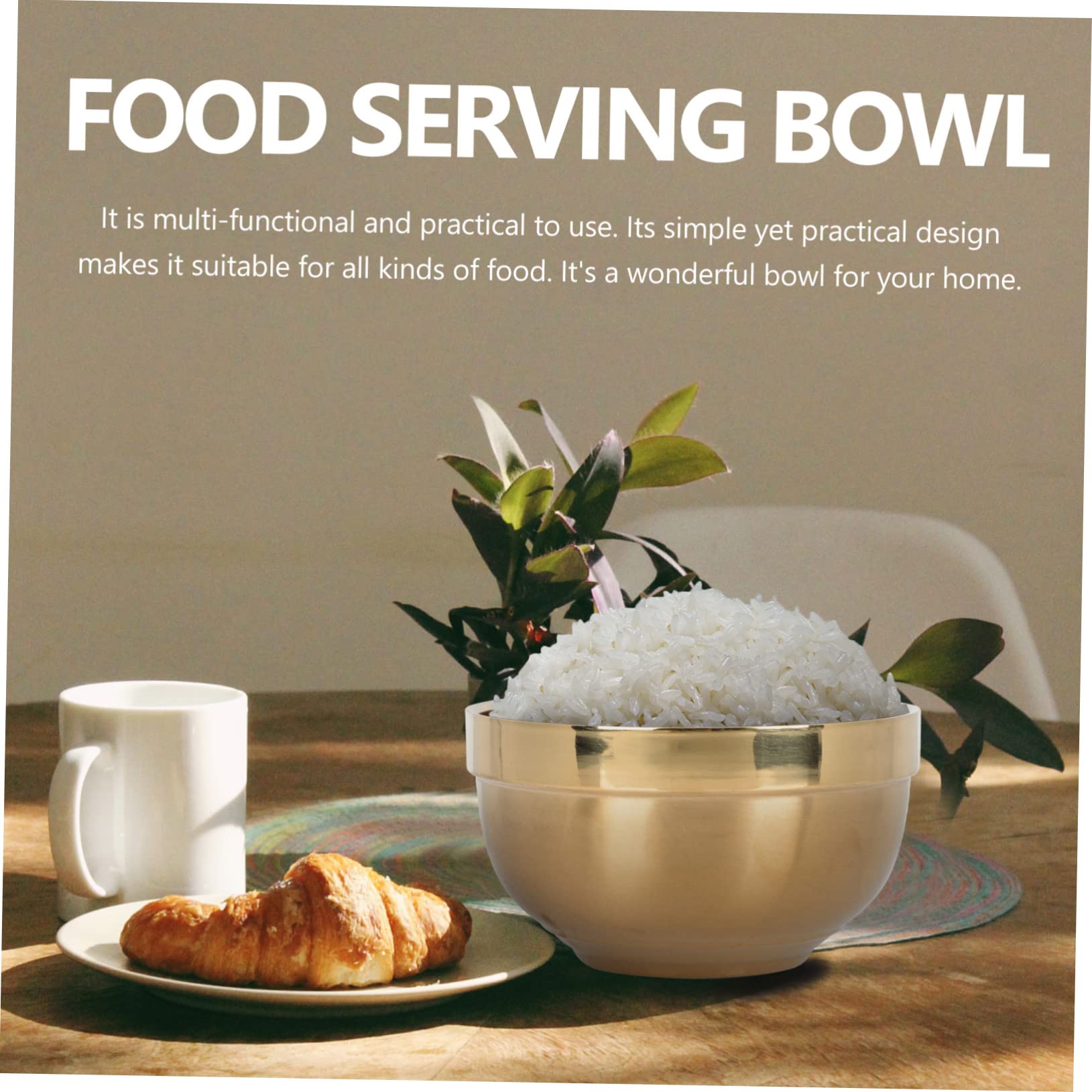 MUCKLILY 3pcs Thickened Double Stainless Steel Bowl for Home Dining and Kitchen Use Versatile Easy to Clean for Rice Soup and Salads for Restaurants and Hotels