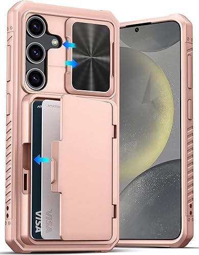 Miniatura 18 de ATATOO Funda para Samsung Galaxy S24 FE con tarjetero (almacena 4-5 tarjetas) [bloqueo RFID] y cubierta de cámara deslizante, protección de grado