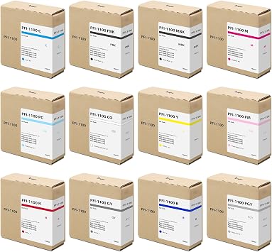 PFI-1100 Ink Tank with Chip 700ML Replacement for Canon PFI-1100 PFI1100 Ink Cartridge for imagePROGRAF PRO-2000 PRO-2100 PRO-4000 PRO-4100 PRO-4100S PRO-6000 PRO-6100 PRO-6100S Printer Ink, 12 Pack