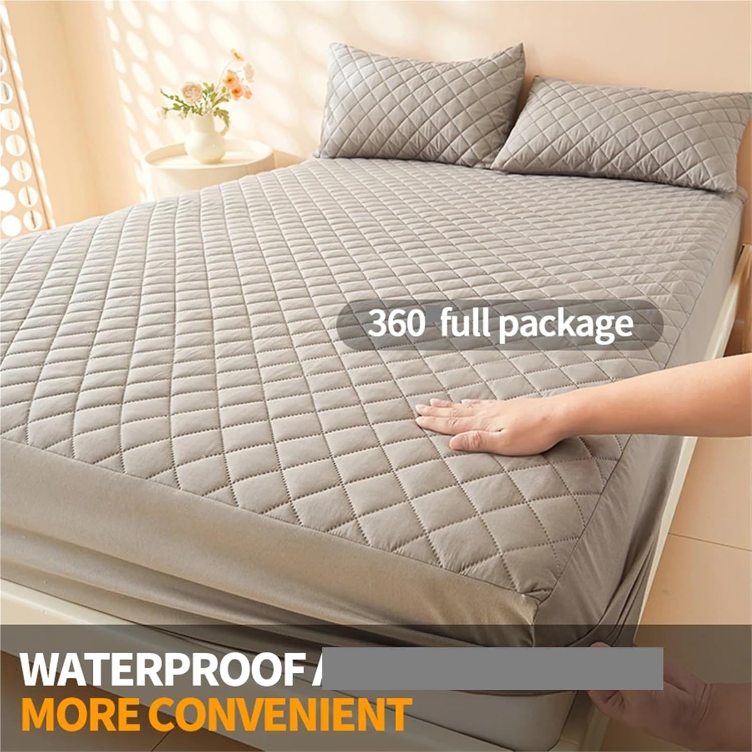 Waterproof Mattress Protector with 360 Elastic Band Quilted Mattress Protector Cover No Pillowcase(Full)